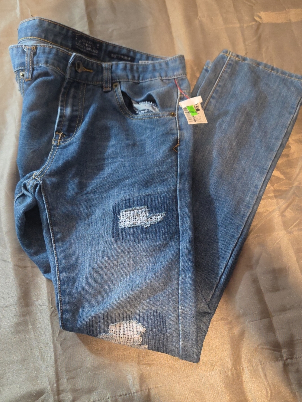 Lucky Brand Women's Straight Leg Blue Distressed Jeans